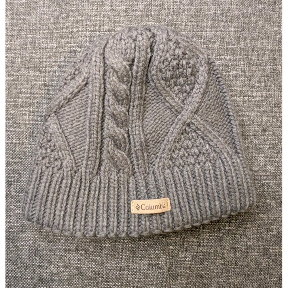 Columbia Sportswear Gray Pattern Cable Knit Lined Beanie OSFA Women's